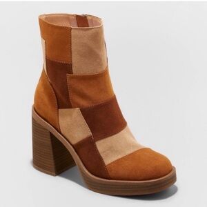 Target Patchwork Suede Platform Ankle Boots - Brown/Tan